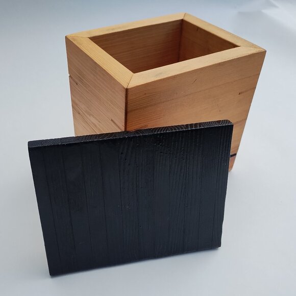Craftsperson-Made Wood Box with Black Top | Rustic Storage Container - Picture 1 of 4